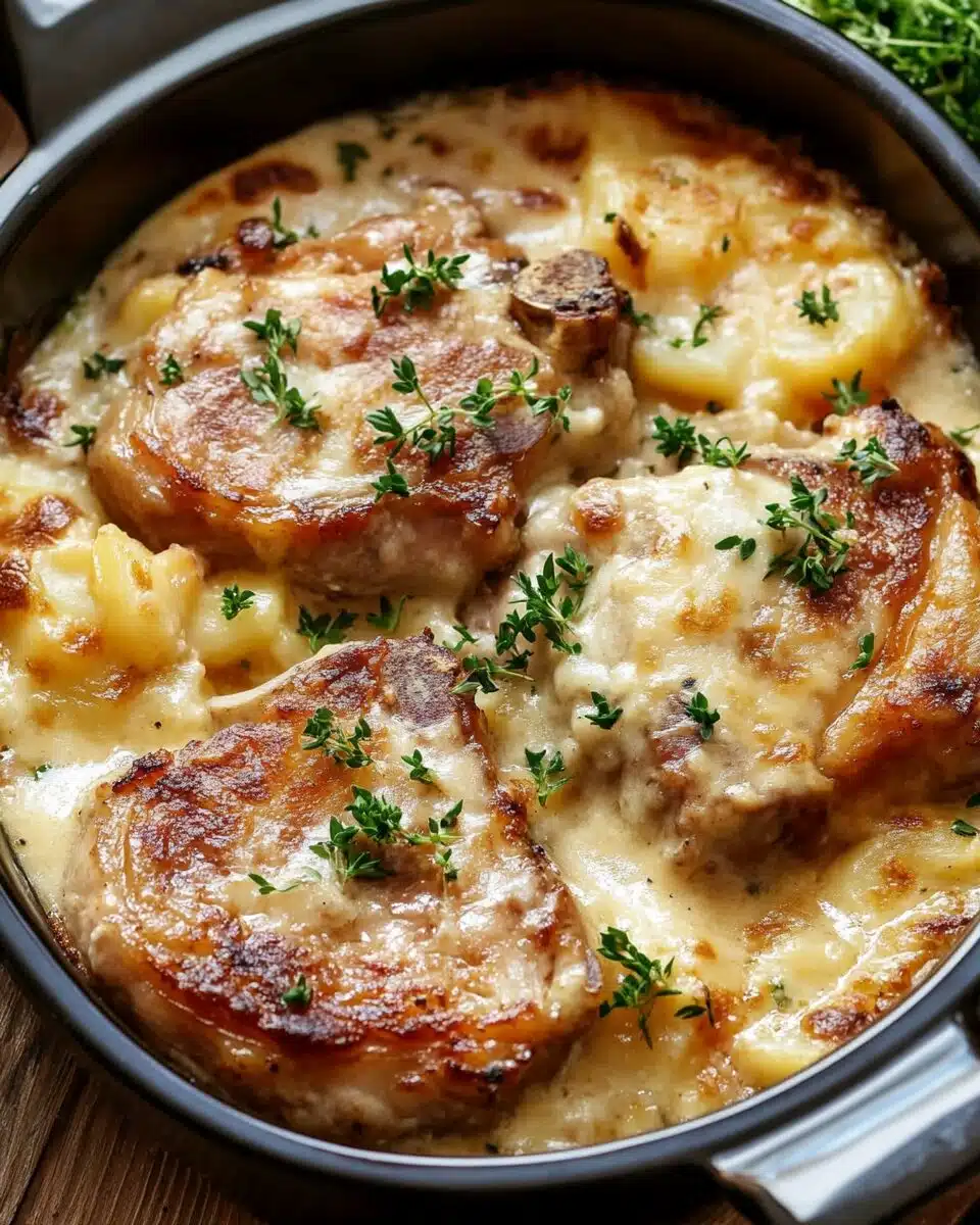 Smothered Pork Chop and Scalloped Potato Casserole