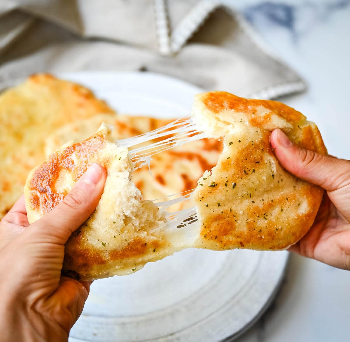 soft and cheesy mozzarella stuffed bread