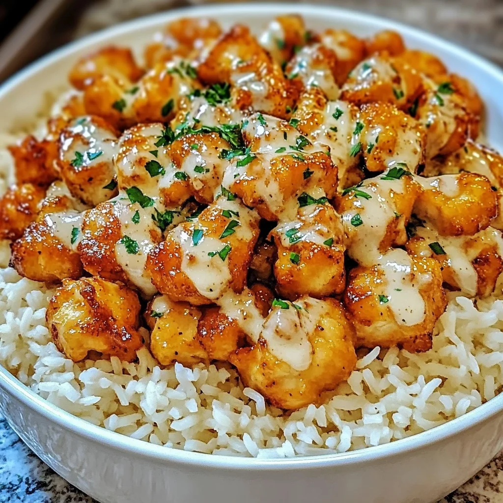 Honey Garlic Chicken Bites Over Creamy Rice: 30-Min Comfort Food!