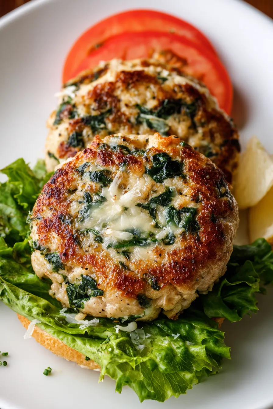 White Cheddar Spinach Chicken Burgers