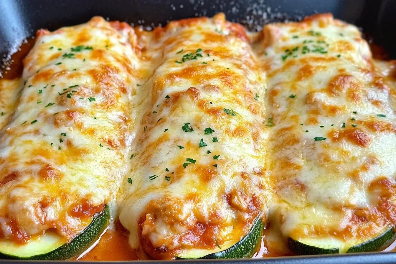 Keto Chicken Parmesan Zucchini Boats