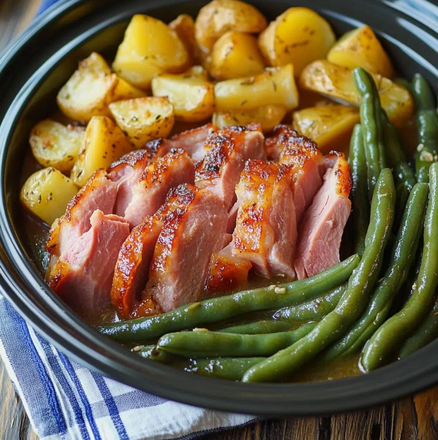 Crockpot Ham, Green Beans and Potatoes Recipe