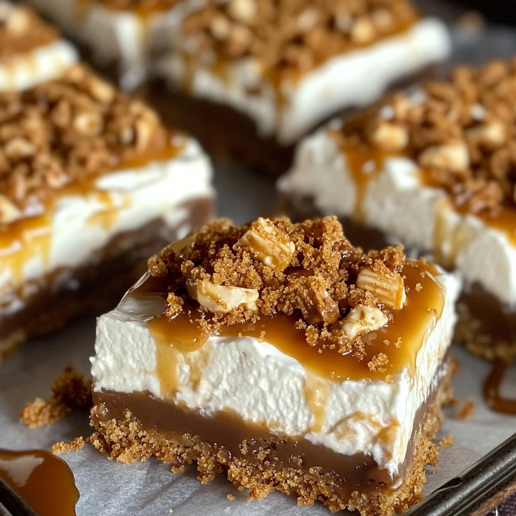 Butterfinger Caramel Cheesecake Bars