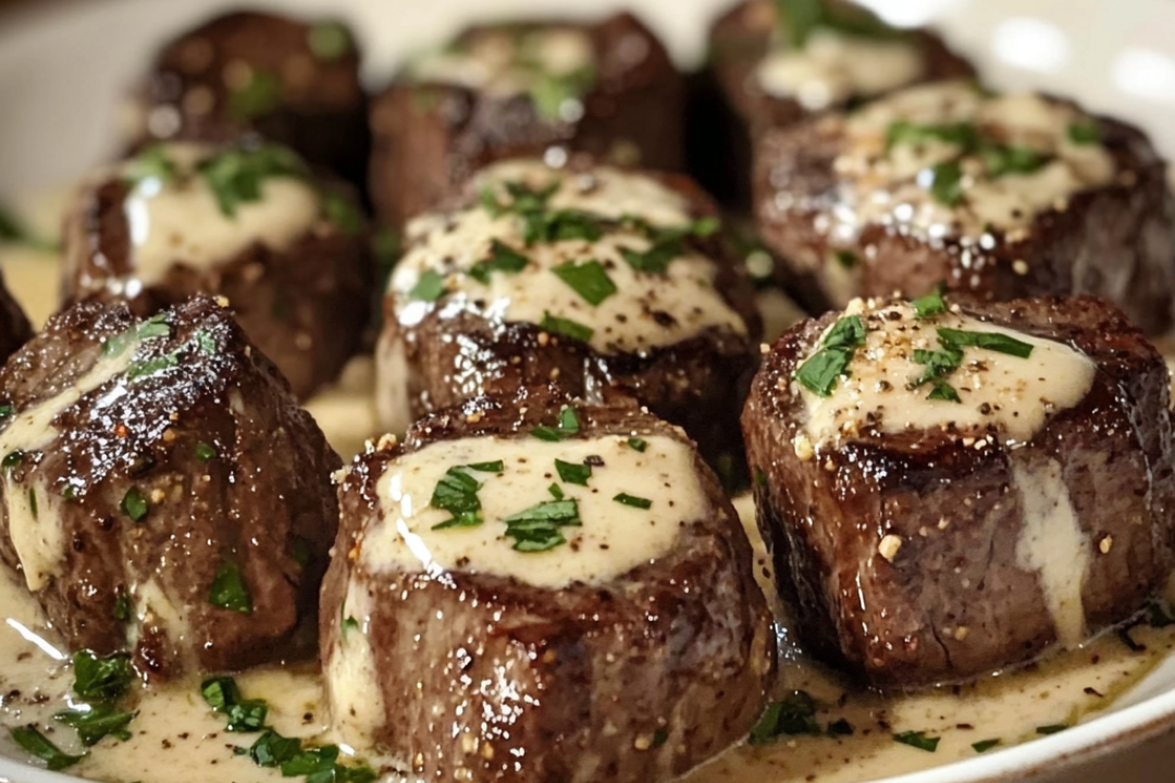 Garlic Butter Steak Bites with Parmesan Cream Sauce