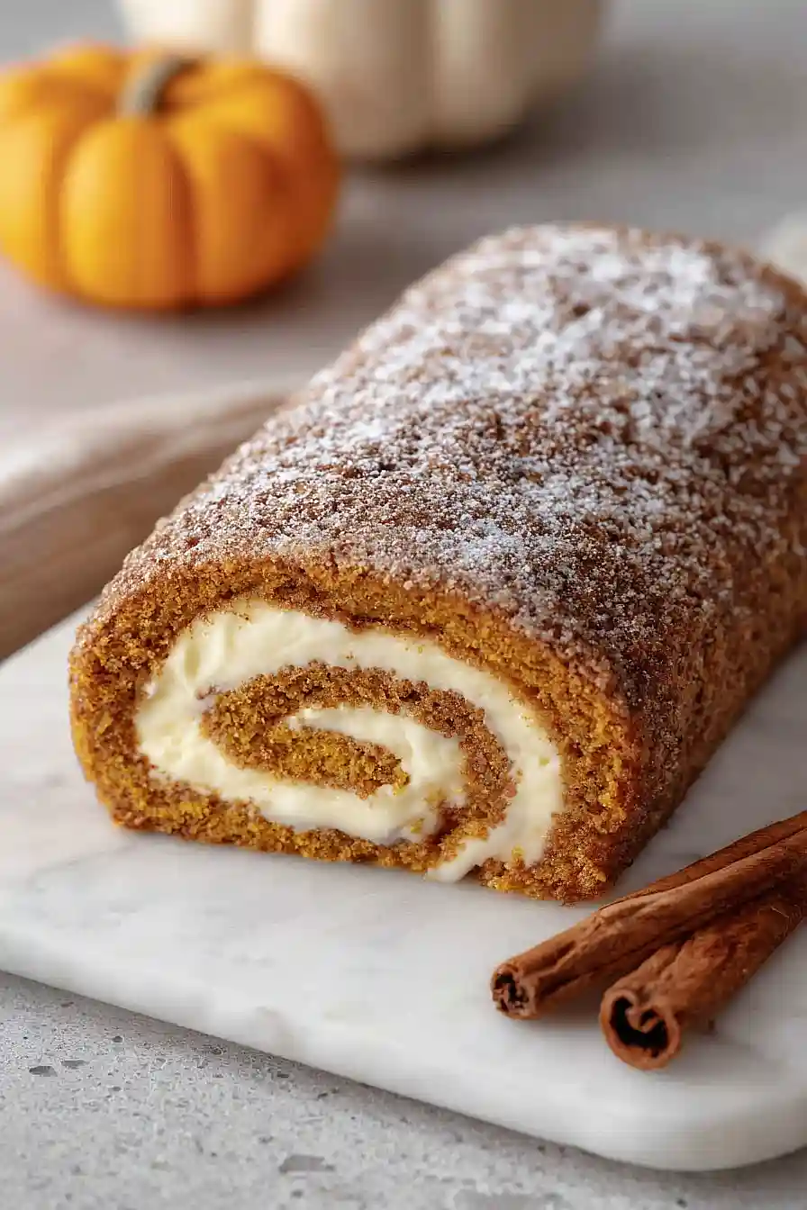 Creamy Pumpkin Spice Roll Cake