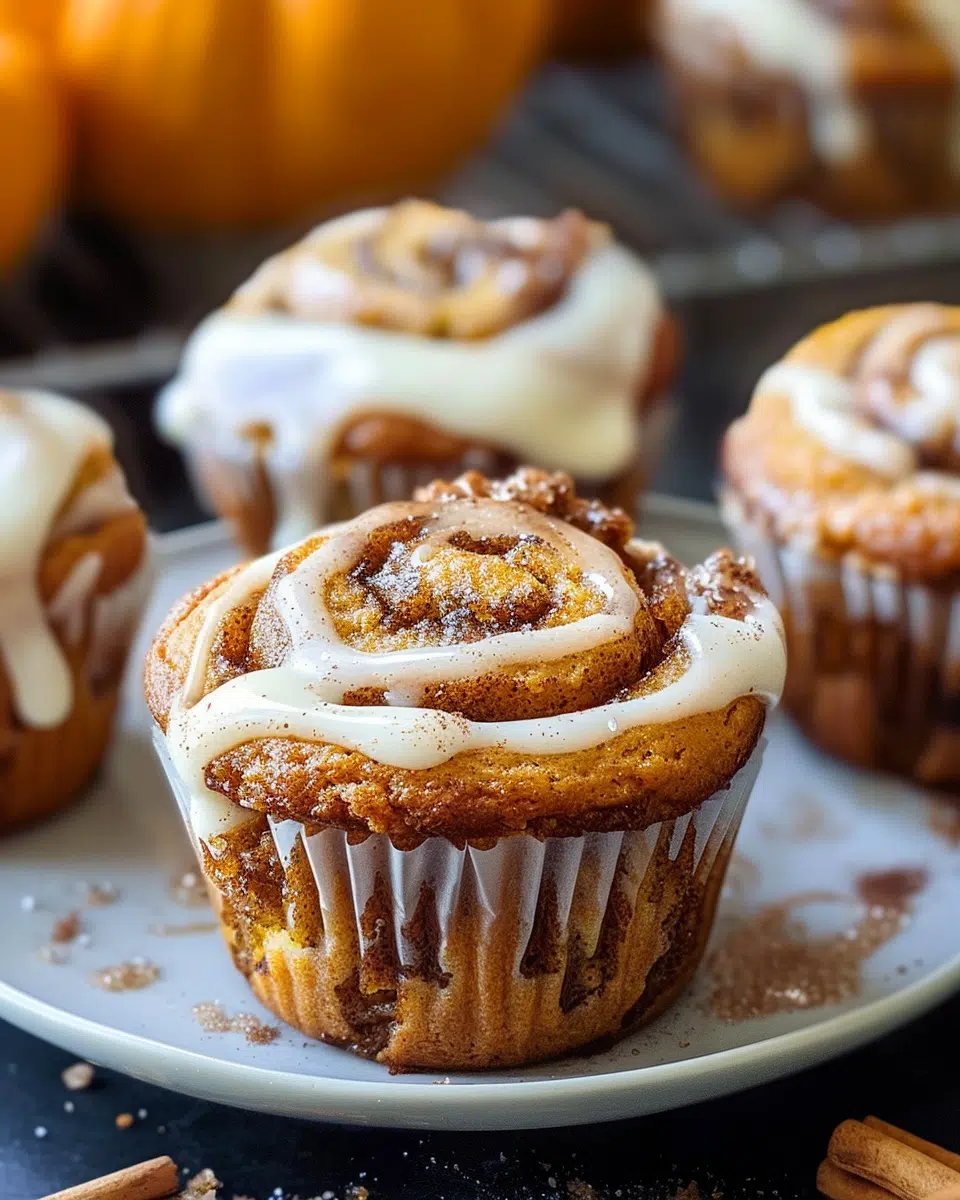 The Best Pumpkin Cinnamon Roll Muffins Ever