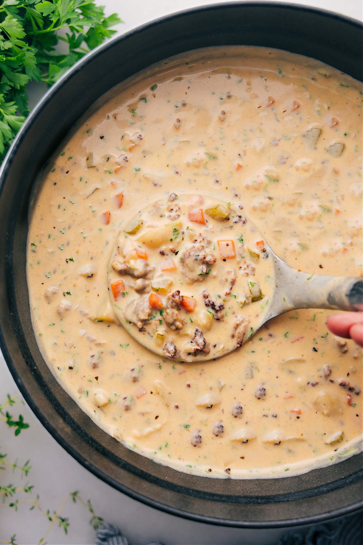 Sausage Potato Soup is deliciously creamy