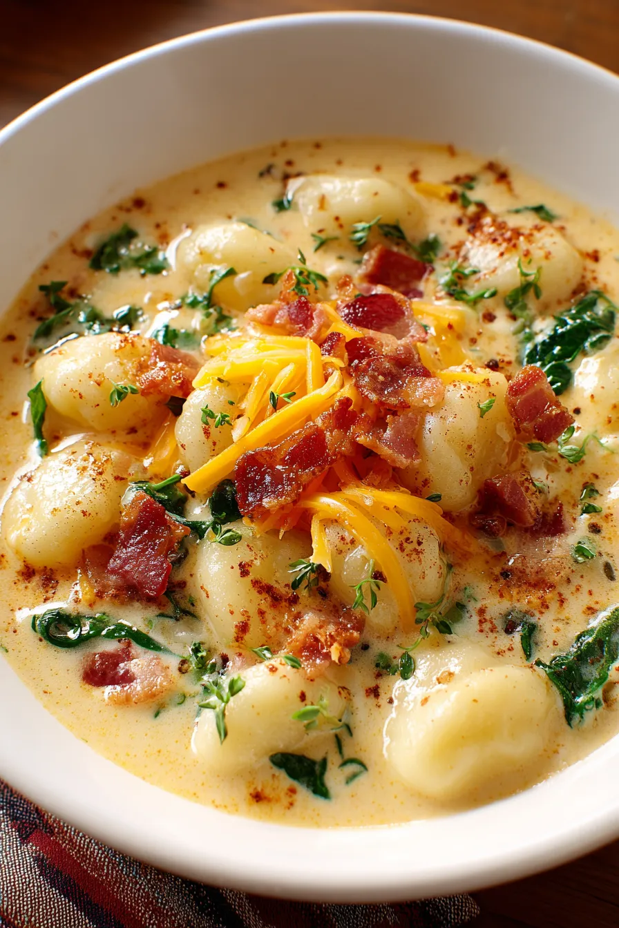 Bacon Cheddar Gnocchi Soup