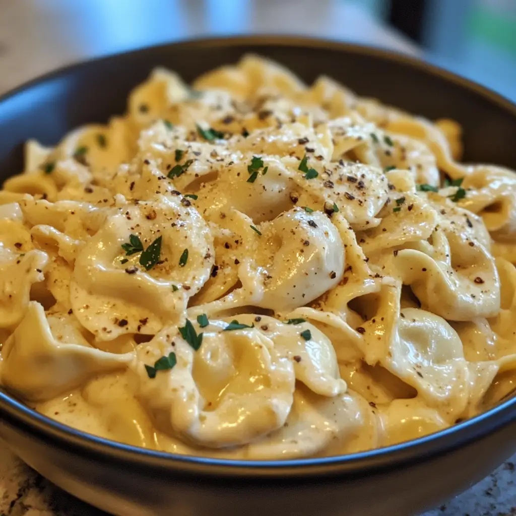 Crockpot Chicken Alfredo Tortellini
