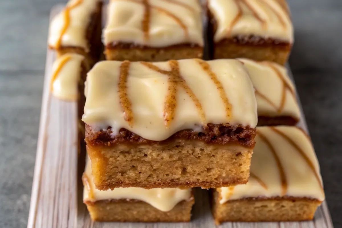 Chewy Cinnamon Roll Blondies with Cream Cheese Icing