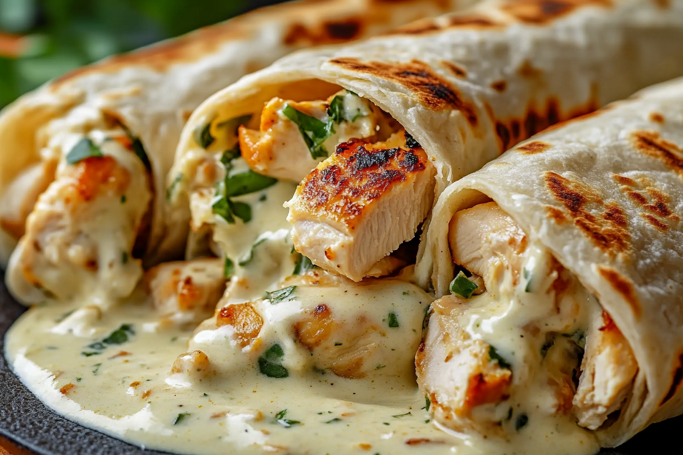 Savory Chicken Wraps with Garlic Cream Sauce